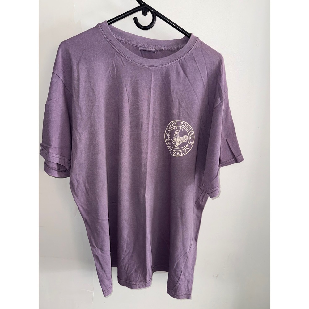 US Vintage Happy Rooster Key West Stay Salty Graphic T-Shirt Purple XL